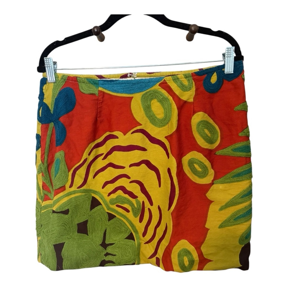 Vintage Putumayo Bold Multicolor Lined Floral Skirt
